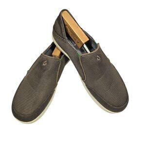 OluKai Nohea Mesh Men's Slip-On Comfort Shoes in Mustang/Lime Peel Size 11.5